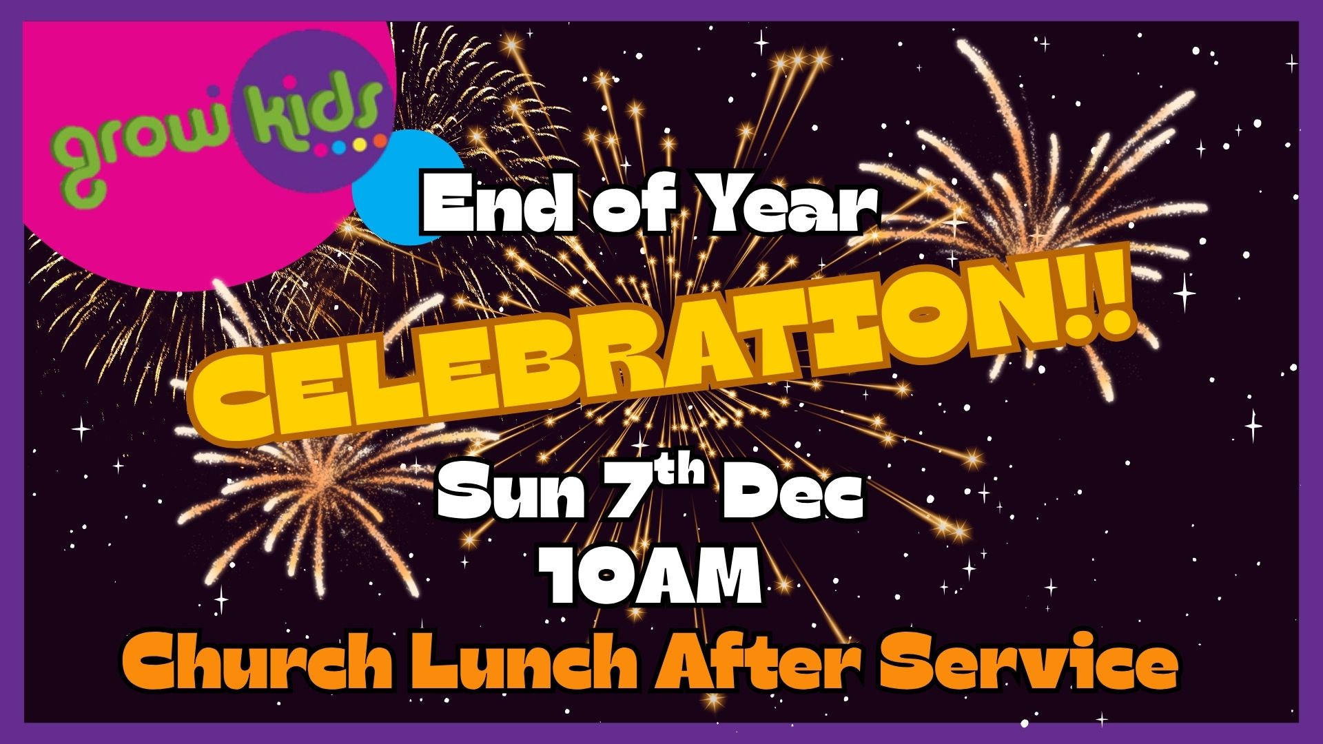Kids Celebration Service (with Church Lunch)  (Sun 07 Dec 2025)ST ALBANS